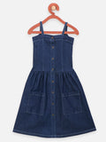 Denim Fit and Flared Smocking Dress
