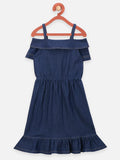 Denim Boat Neck fit and Flare Dress