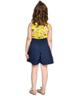 Yellow Navy Knot Style Flared Short Jumpsuit