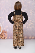 Tiger Print Pinafore Jumpsuit with Black Hi-neck Set