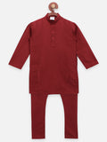 Maroon Plain Kurta Pyjama Set