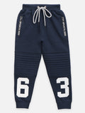 Navy Blue Knee Quilted Fleece TrackPant
