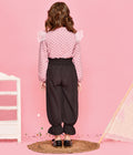 Dusky Pink Polka Shirt with Black Jogger style Pant Set