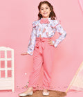 Girls Co ord Pink & White Hot Air Balloon Bow Top with Jogger Trousers