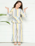Neon Yellow Striped Peplum Coordinated Set