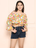 Multicolor Bardot Off Shoulder Top