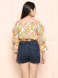 Multicolor Bardot Off Shoulder Top