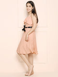 Beige Crisscross Fit n Flare Dress