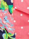 Pink Black Polka Crop Top with Floral Pant Set