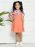Peach White Pinafore Attached Dress