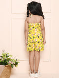 Lemon Yellow Halter Crop Top with Short Coordinated Set