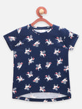 Navy Animal Unicorn and Tiger Print Top - Pack of 2