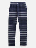 Lavender Navy Blue Stripe Leggings - Pack of 2
