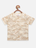 Green Beige Army Print T-shirt - Pack of 2