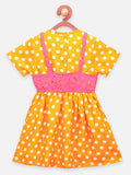 Yellow Pink Polka Lacy Dress