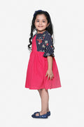 Pink Dress With Navy Stripe Shrug