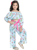 Light Blue Striped Pant Coordinated Set
