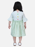 Blue Embroidered Bell Sleeve Dress Green Embroidered Bell Sleeve Dress