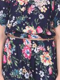 Navy Floral Flared Pant Clothing Set