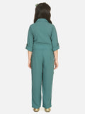 Dark Green Golden Button Formal Jumpsuit