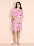 Pink Floral Ruffled Dress