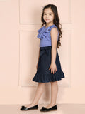 Lavender Sleeveless Top with Button Down Denim Skirt Set