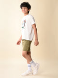 Nature Printed T-shirt with Drawstring Shorts Set