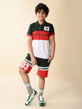 Colorblock Collar T-shirt with Shorts Set