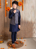 Solid Kurta Pyjama Set with Printed Nehru Jacket