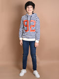 Stripes Printed Full Sleeve Hooded Sweatshirt