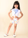 Knotted Sleeveless Top with Printed Shorts Set