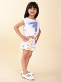 Knotted Sleeveless Top with Printed Shorts Set