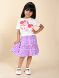 Floral Printed Top with Printed Skirt Set