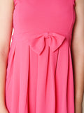 Solid Above Knee Bow Design Fit n Flare Dress