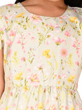Floral Printed Frill Sleeves Fit n Flare Dress