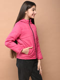 Solid Plain Puffer Front Zip Open Hooded Jacket