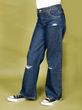 Dark Denim Wash Straight Flared Jeans