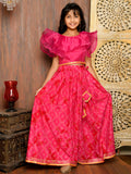 Frilled Choli with Bandhani Print Lehenga Set