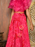 Frilled Choli with Bandhani Print Lehenga Set
