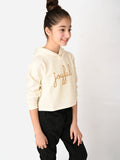 Joyful Applique Designed Girlish Hooded Sweatshirt