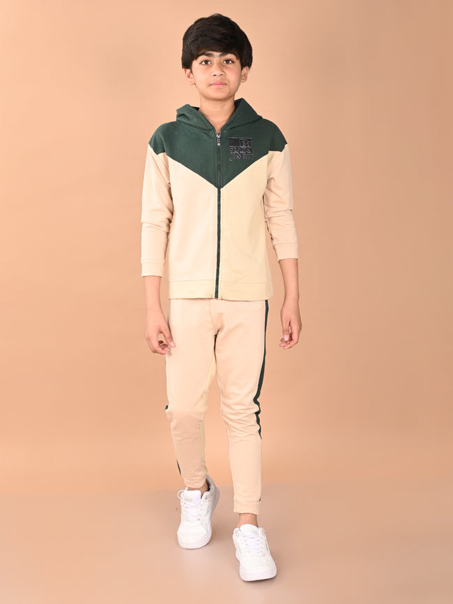 Lilpicks Boys Colorblocked Sweatshirt with stripped joggers