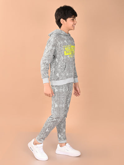 Lilpicks Boys Overall Printed Sweatshirt with joggers
