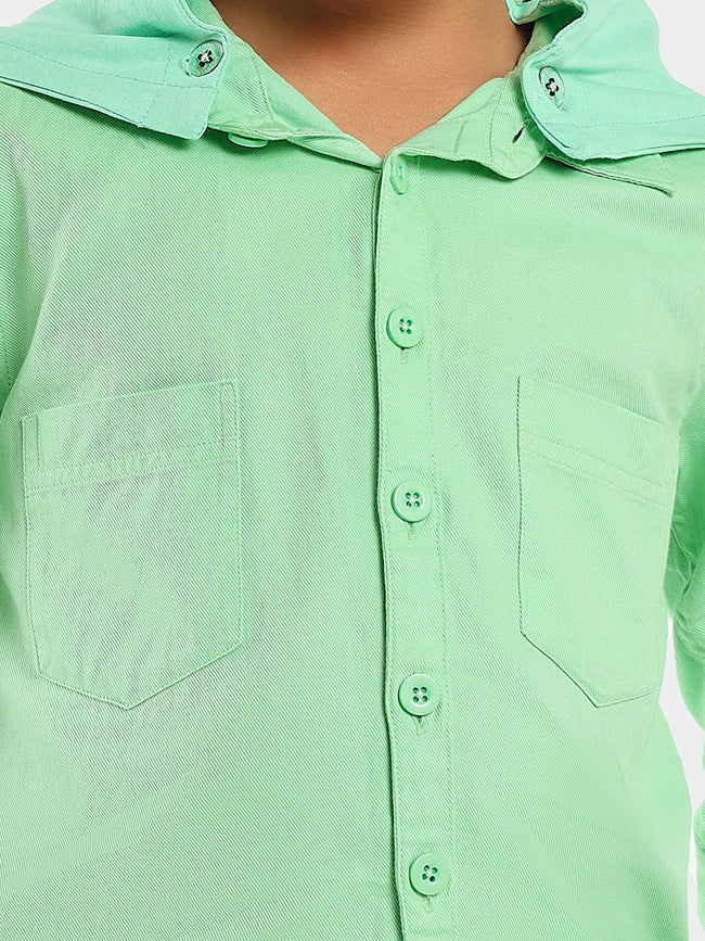 Solid Full Sleeves Regular Wear Casual Shirt with Detachable Hood