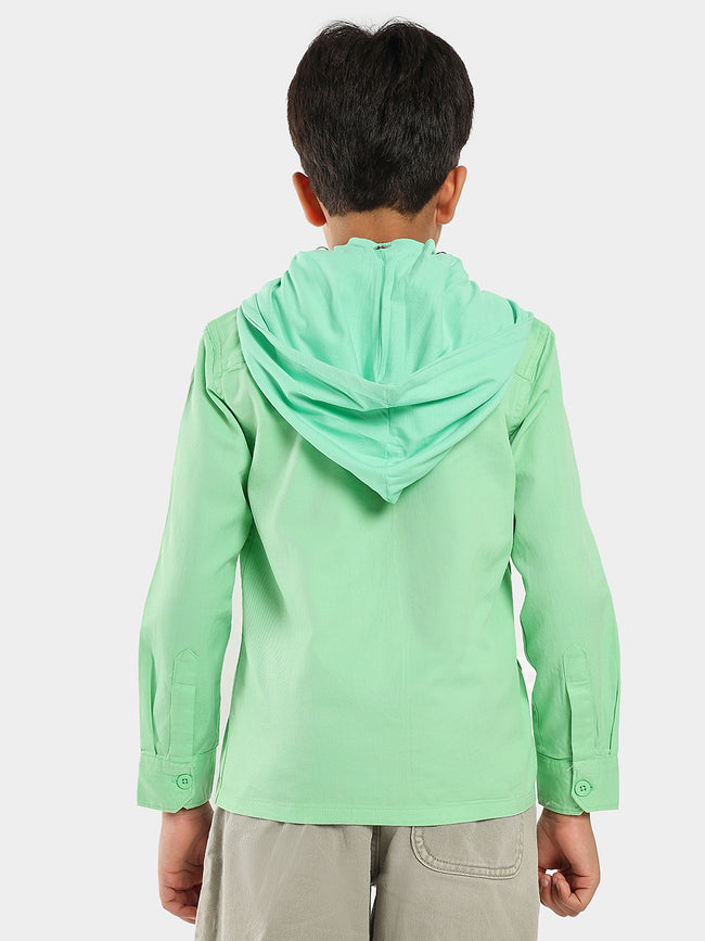 Solid Full Sleeves Regular Wear Casual Shirt with Detachable Hood