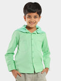 Solid Full Sleeves Regular Wear Casual Shirt with Detachable Hood