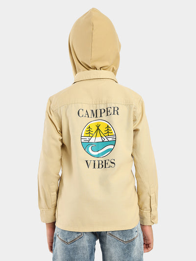 Solid Full Sleeves Regular Wear Casual Shirt with Detachable Hood