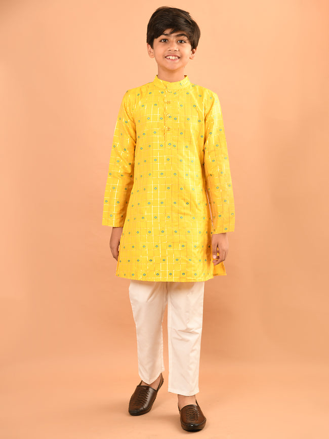 All Over Printed Mandarin Collar Straight Kurta Pajama Set