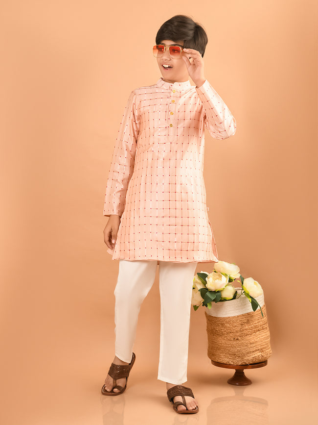 All Over Printed Mandrain Collar Straight Kurta Pajama Set