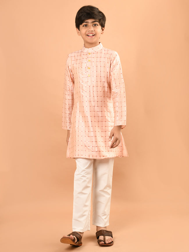 All Over Printed Mandrain Collar Straight Kurta Pajama Set