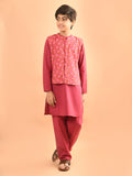 Solid Kurta Pajama Set with Printed Nehru Jacket